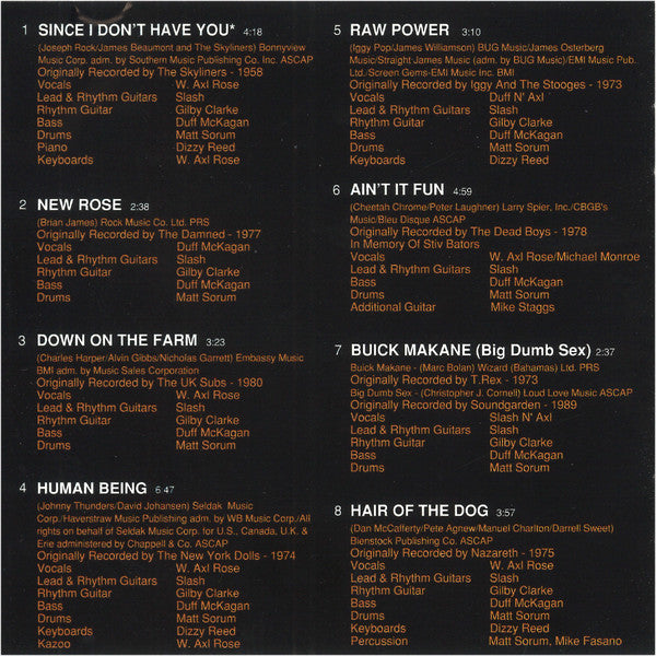 Guns N' Roses : "The Spaghetti Incident?" (CD, Album, Son)