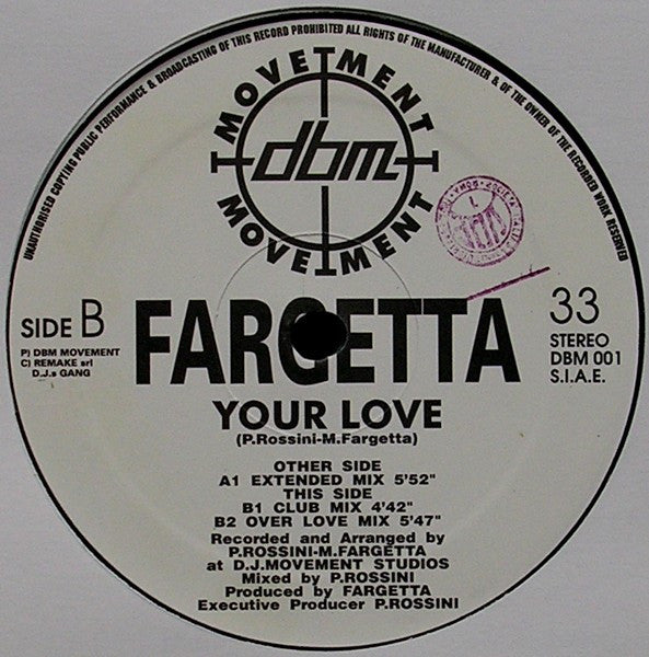 Fargetta : Your Love (12")