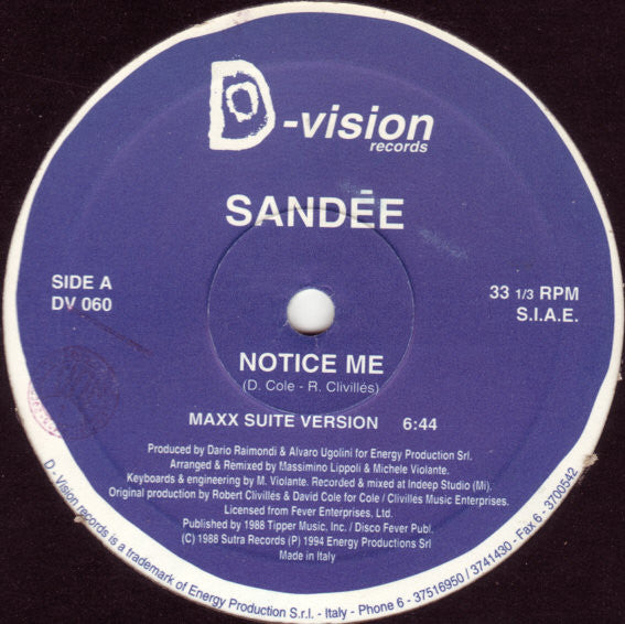 Sandee : Notice Me (1994 Remixes) (12")