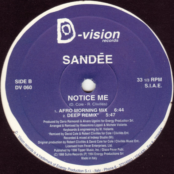 Sandee : Notice Me (1994 Remixes) (12")