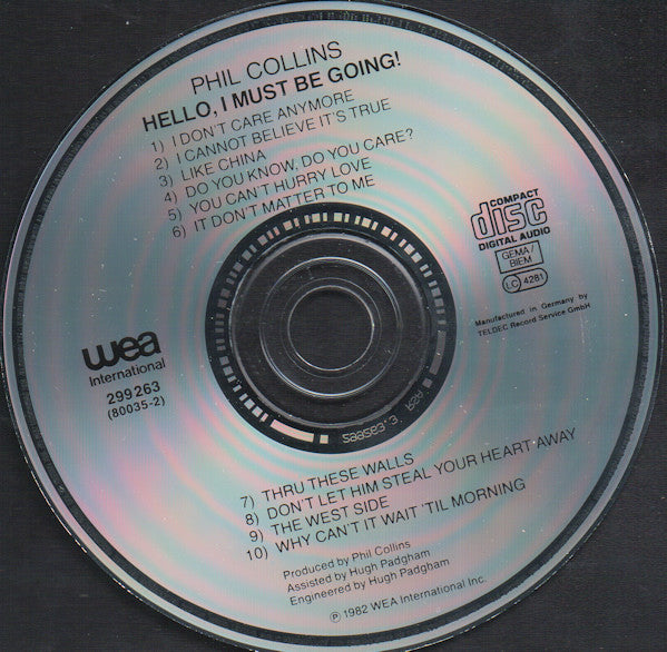 Phil Collins : Hello, I Must Be Going! (CD, Album, RE)