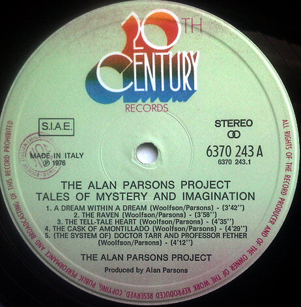 The Alan Parsons Project : Tales Of Mystery And Imagination - Edgar Allan Poe (LP, Album)