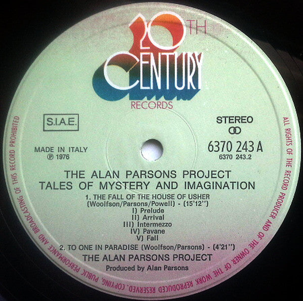 The Alan Parsons Project : Tales Of Mystery And Imagination - Edgar Allan Poe (LP, Album)