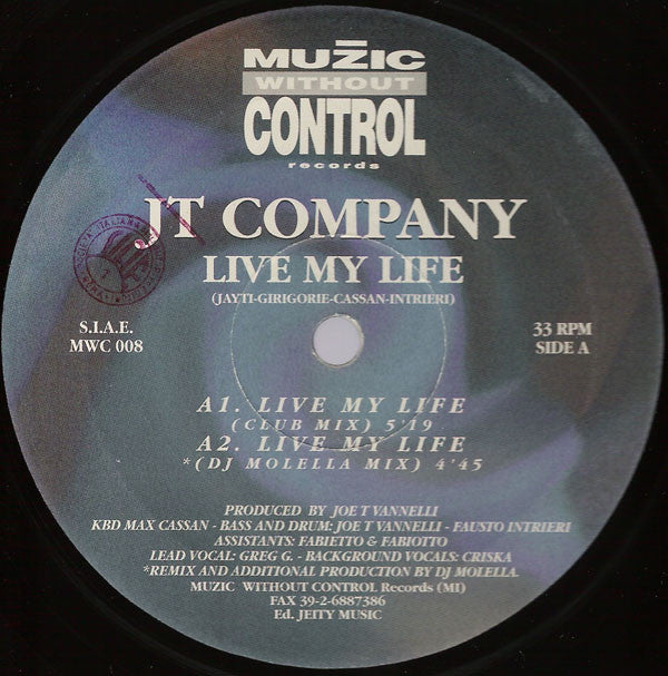 JT Company : Live My Life (12")