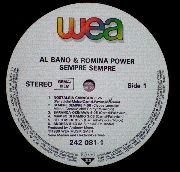 Al Bano & Romina Power : Sempre Sempre (LP, Album)