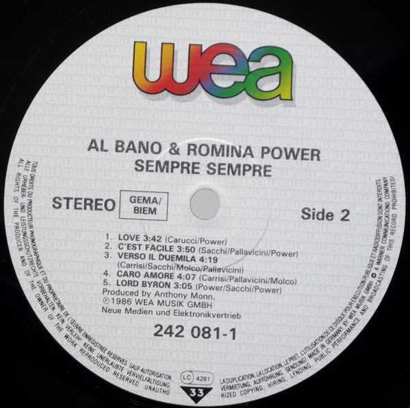 Al Bano & Romina Power : Sempre Sempre (LP, Album)