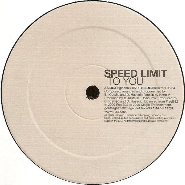 Speed Limit (3) : To You (12")