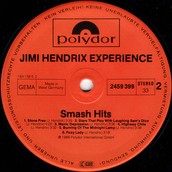 The Jimi Hendrix Experience : Smash Hits (LP, Comp, RE)