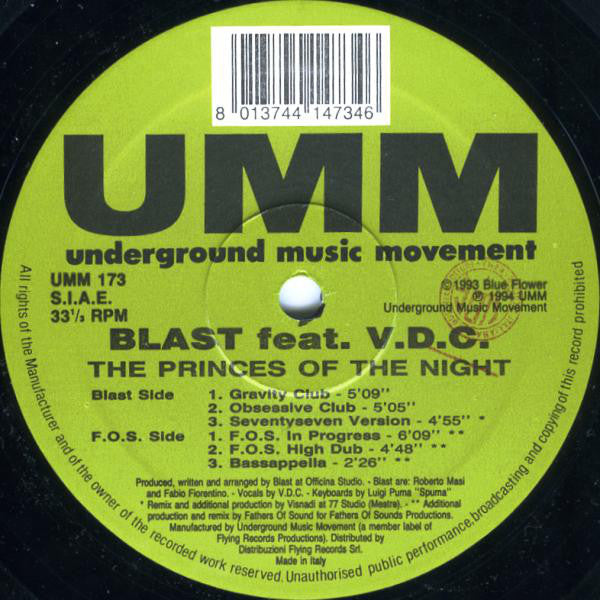 Blast Feat. V.D.C. : The Princes Of The Night (12", Gre)