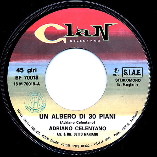 Adriano Celentano : Un Albero Di 30 Piani (7")