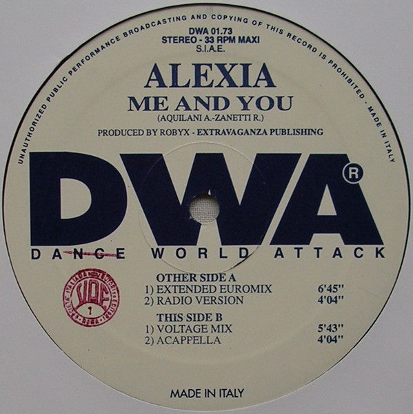 Alexia Featuring Double You : Me And You (12", Maxi)