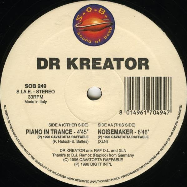 Dr. Kreator : Piano In Trance / Noisemaker (12")