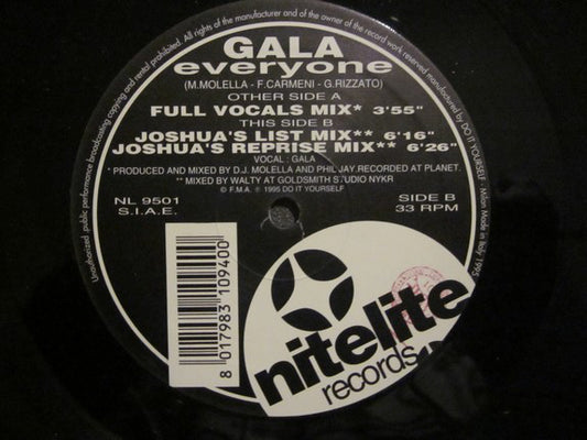 Gala : Everyone Has Inside (12", Single, Etch)