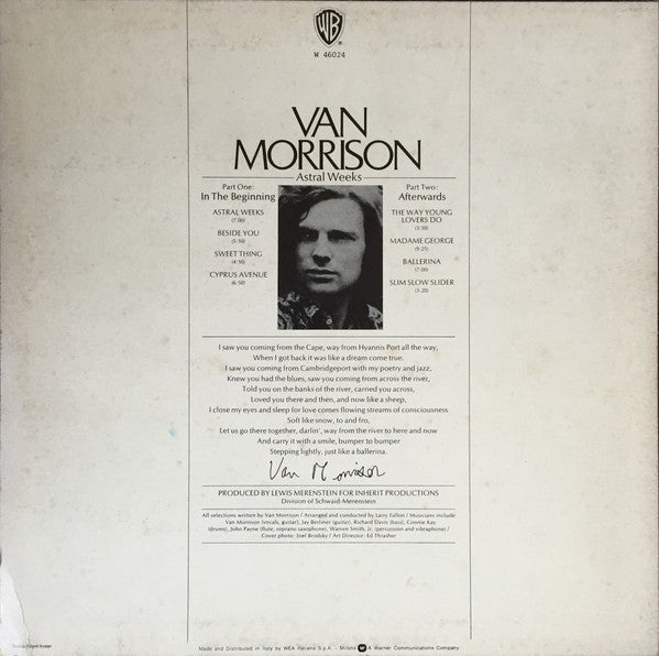 Van Morrison : Astral Weeks (LP, Album, RE)