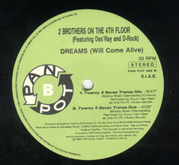 2 Brothers On The 4th Floor Featuring Des'Ray And D-Rock : Dreams (Will Come Alive) (12")