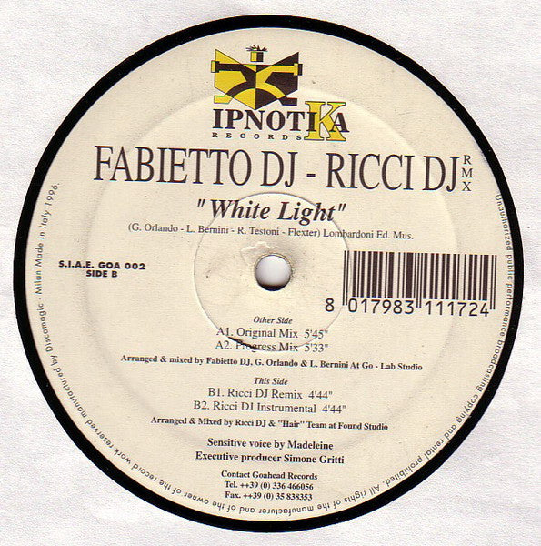 Fabietto DJ - DJ Ricci : White Light (12")