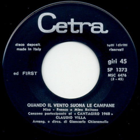 Claudio Villa : Quando Il Vento Suona Le Campane (7")