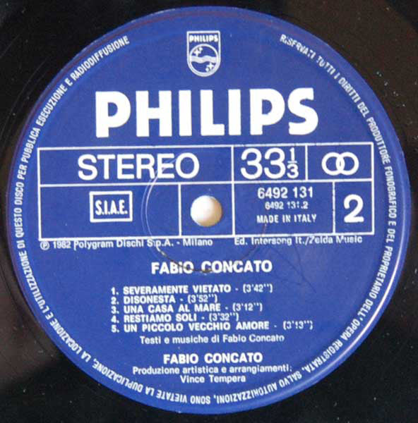 Fabio Concato : Fabio Concato (LP, Album)