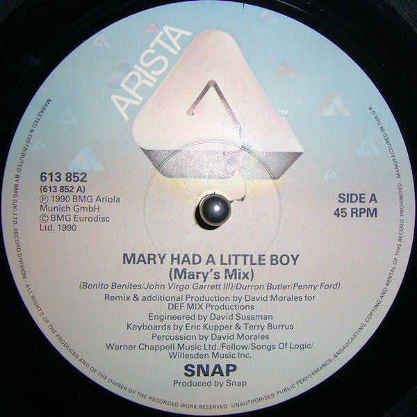 Snap! : Mary Had A Little Boy (The Dave Morales Remixes) (12")