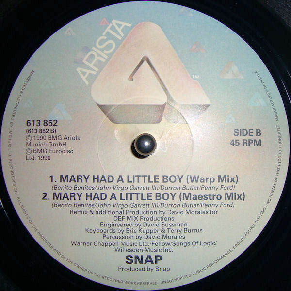 Snap! : Mary Had A Little Boy (The Dave Morales Remixes) (12")