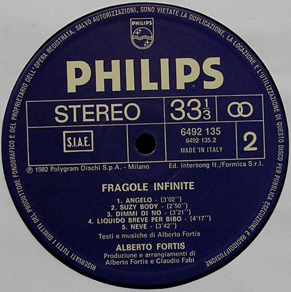 Alberto Fortis : Fragole Infinite (LP, Album)