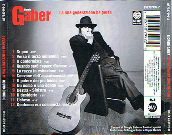 Giorgio Gaber : La Mia Generazione Ha Perso (CD, Album)