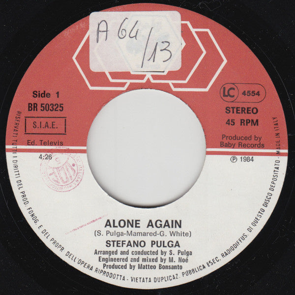 Stefano Pulga : Alone Again / Come Back (7")