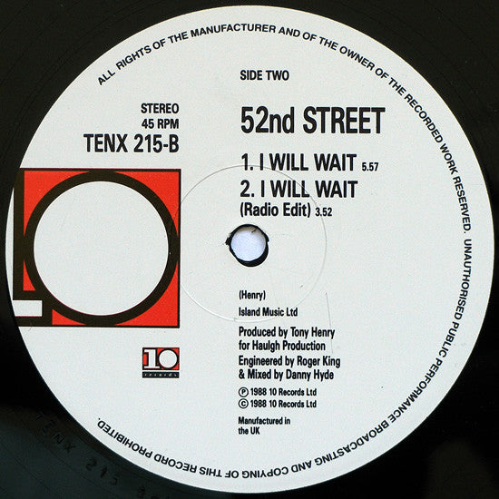 52nd Street : Say You Will (12", Single)