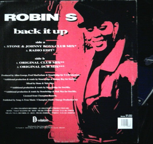 Robin S. : Back It Up (The Remixes Part I) (12")