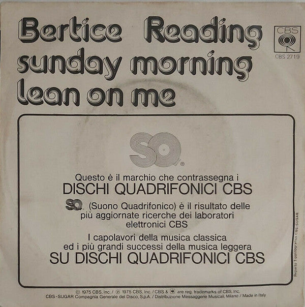 Bertice Reading : Sunday Morning (7")