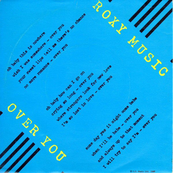 Roxy Music : Over You (7")