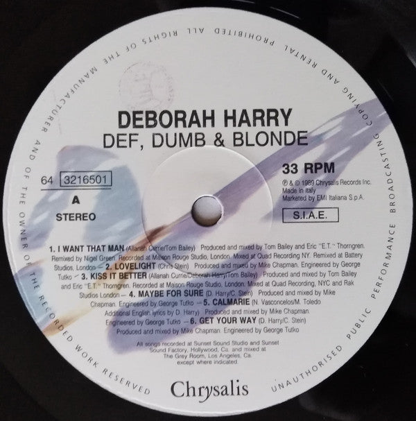 Deborah Harry : Def, Dumb & Blonde (LP, Album)