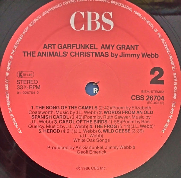 Art Garfunkel / Amy Grant / Jimmy Webb : The Animals' Christmas By Jimmy Webb (LP, Album)
