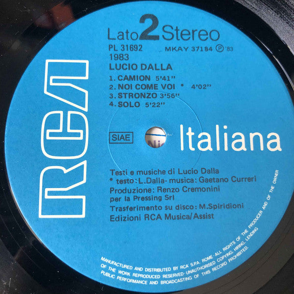 Lucio Dalla : 1983 (LP, Album, Gat)