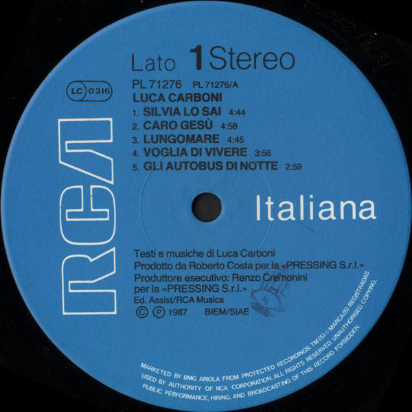 Luca Carboni : Luca Carboni (LP, Album)