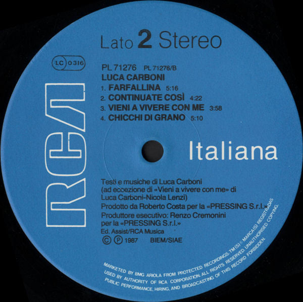 Luca Carboni : Luca Carboni (LP, Album)