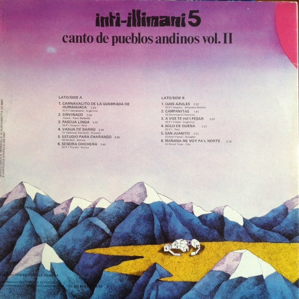 Inti Illimani : Inti-Illimani 5 - Canto De Pueblos Andinos Vol. II (LP, Album, Gat)