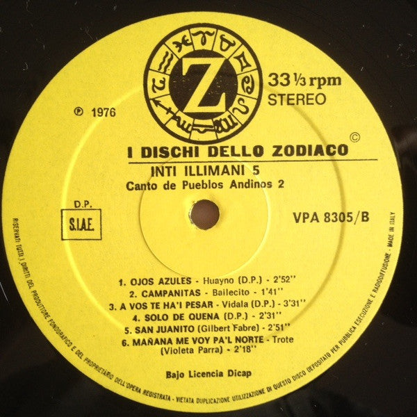 Inti Illimani : Inti-Illimani 5 - Canto De Pueblos Andinos Vol. II (LP, Album, Gat)