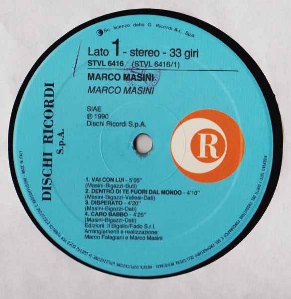 Marco Masini : Marco Masini (LP, Album)