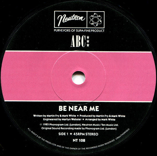 ABC : Be Near Me (7", Single, Pap)