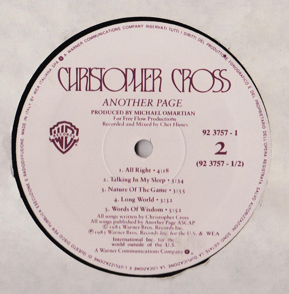 Christopher Cross : Another Page (LP, Album)