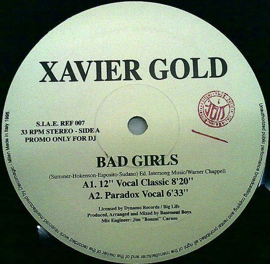 Xaviera Gold : Bad Girls (12", Promo)