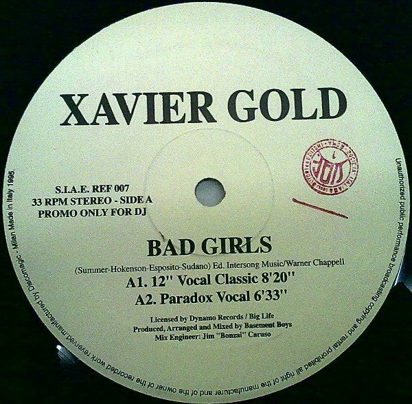 Xavier Gold* : Bad Girls (12", Promo)