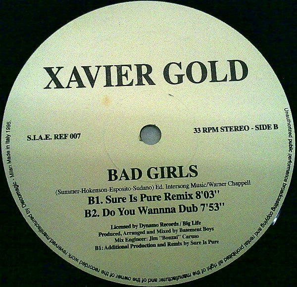 Xaviera Gold : Bad Girls (12", Promo)