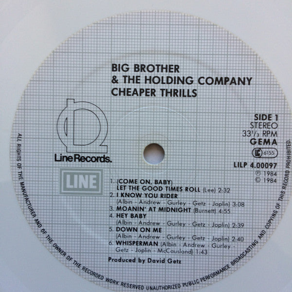 Big Brother & The Holding Company Featuring Janis Joplin : Cheaper Thrills (LP, RE, Whi)