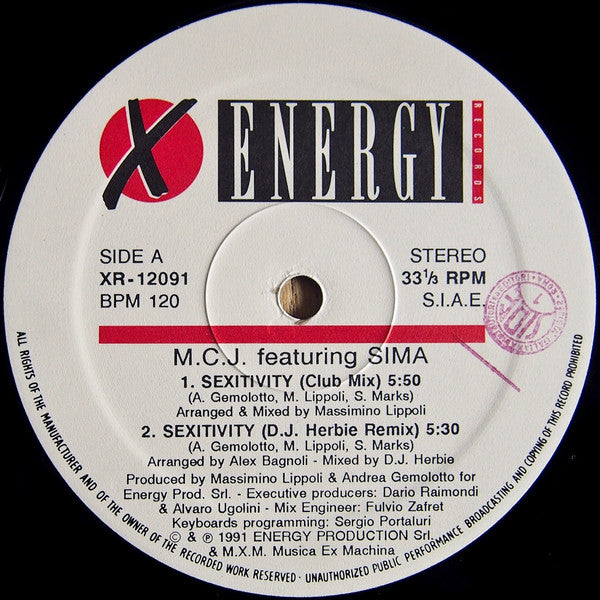 M.C.J. Featuring Sima : Sexitivity (Remix) (12")