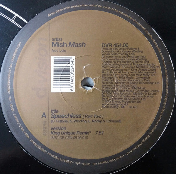 Mish Mash (2) Feat. Lois : Speechless (Part Two) (12", Ltd)