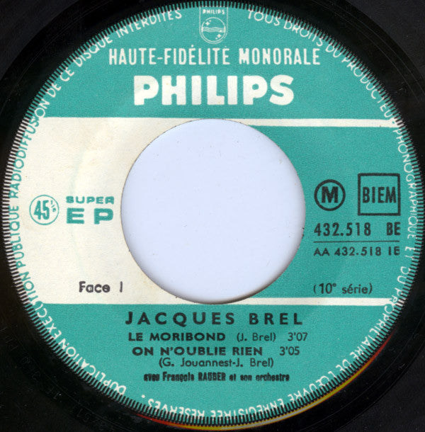 Jacques Brel : Le Moribond (7", EP, Mono)