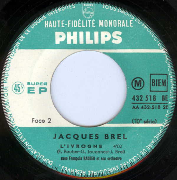 Jacques Brel : Le Moribond (7", EP, Mono)