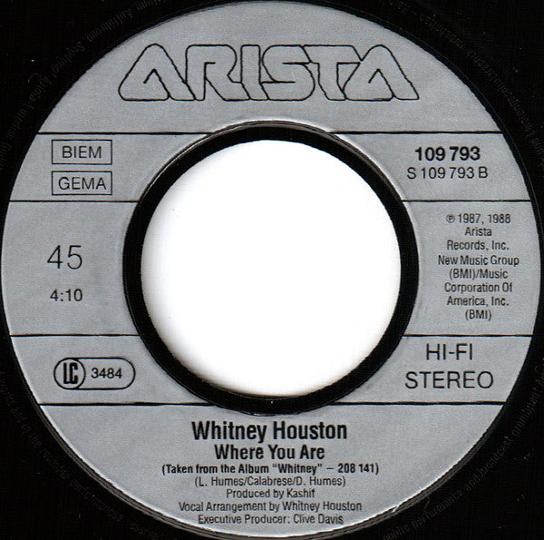 Whitney Houston : Where Do Broken Hearts Go (7", Single)